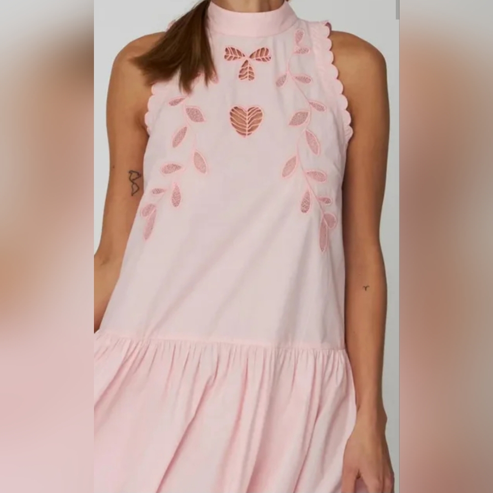 Anthropologie Stella Nova Embroidered Anglaise Maxi Cotton Dress - Picture 4 of 11